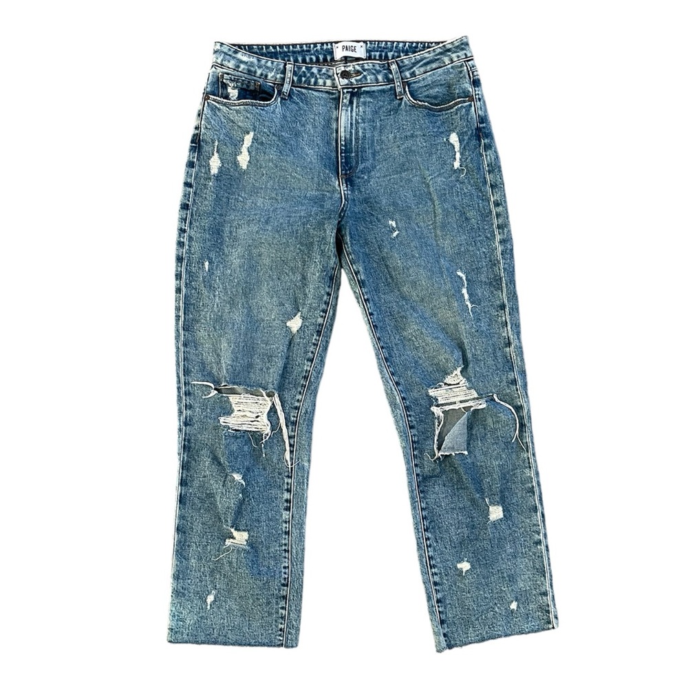 PAIGE Noella Straight Raw Hem Distressed boyfriend Jeans - Picture 11 of 13